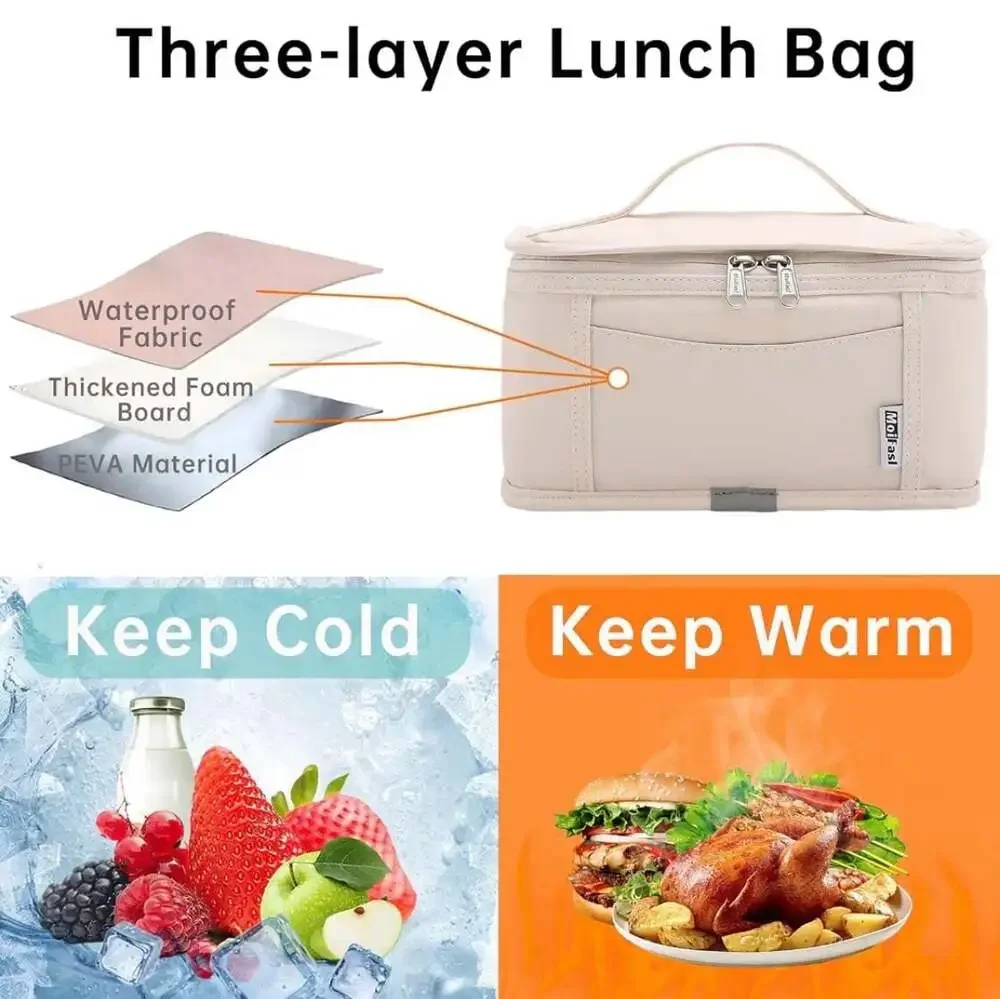MoiFasl Insulated Leak-Proof Lunch Bag with Adjustable Shoulder‎ Strap